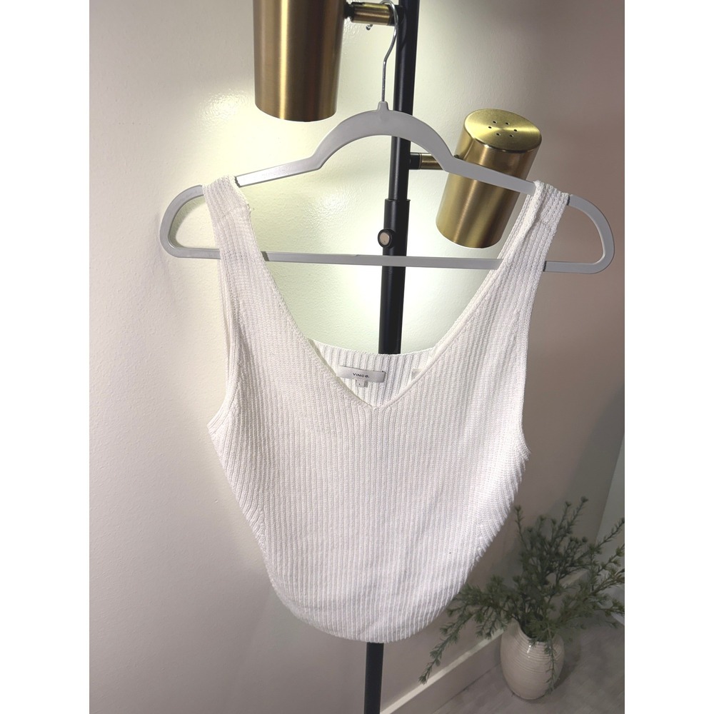 Vince knit tank elegant white cotton basics capsule italian elevated minimal LG